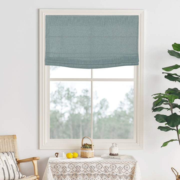Lily Linen Flame Retardant Roman Shades & Blinds | Flat Fold