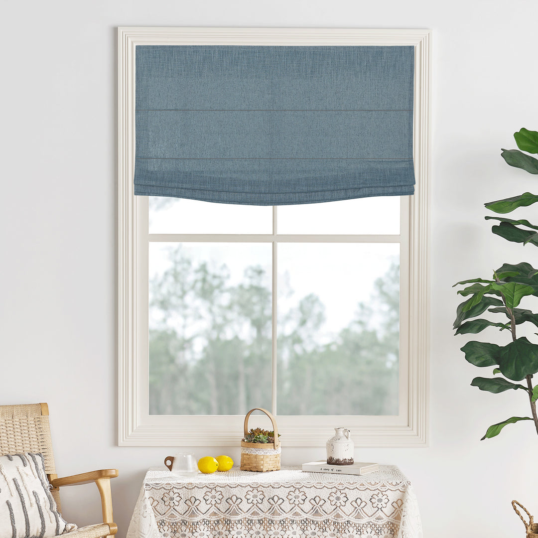 Lily Linen Flame Retardant Roman Shades & Blinds | Flat Fold