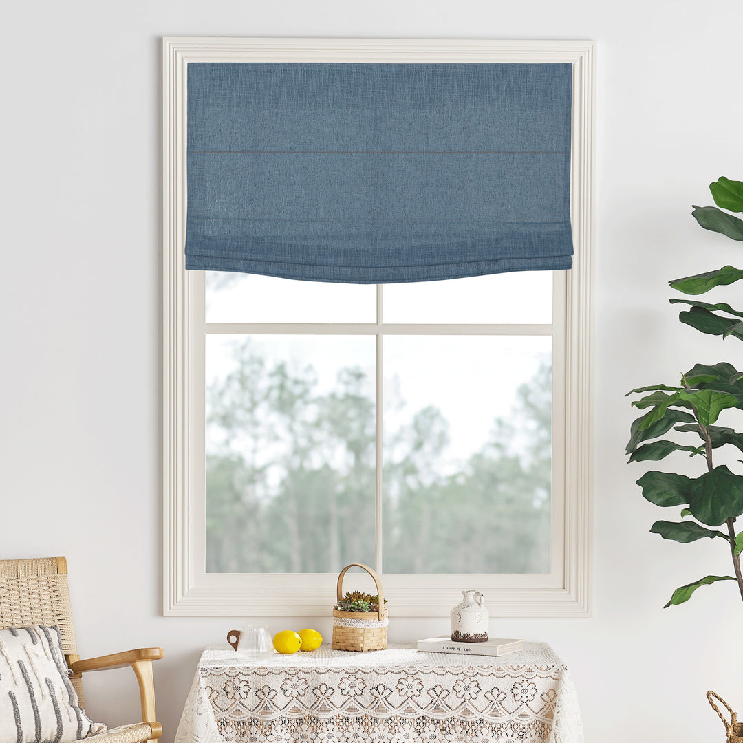 Lily Linen Flame Retardant Roman Shades & Blinds | Flat Fold
