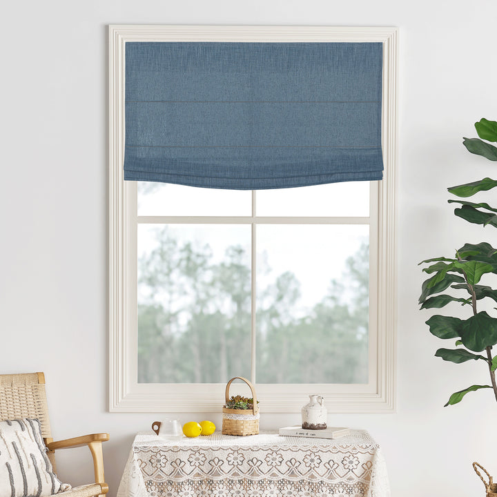 Lily Linen Flame Retardant Roman Shades & Blinds | Flat Fold