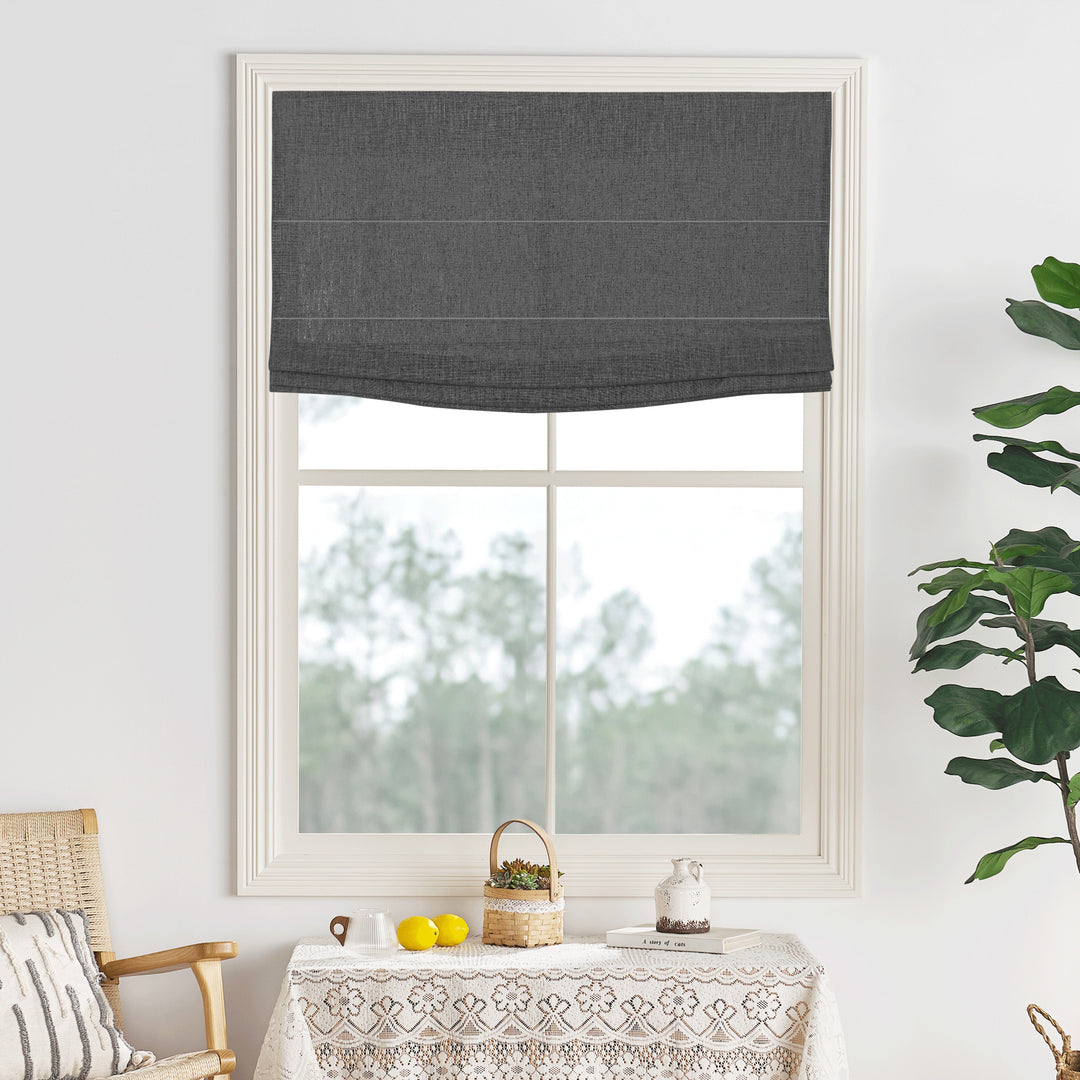 Lily Linen Flame Retardant Roman Shades & Blinds | Flat Fold