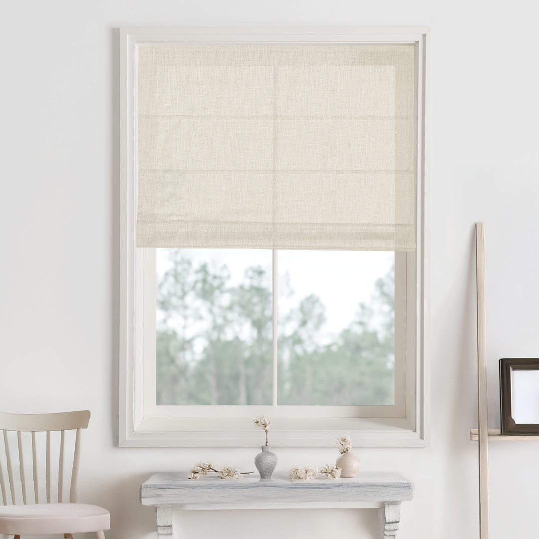 Lily Linen Roman Shades & Blinds | Plain Fold