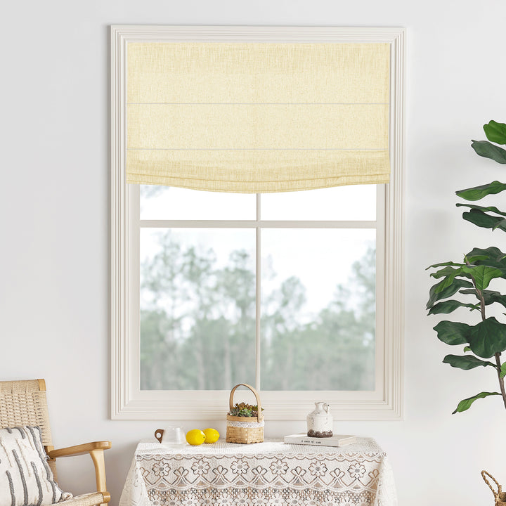 Lily Linen Flame Retardant Roman Shades & Blinds | Flat Fold