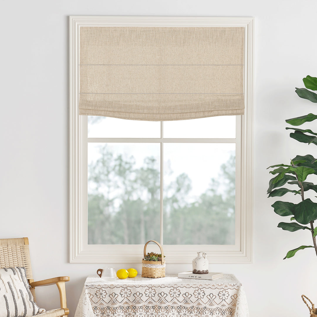 Lily Linen Flame Retardant Roman Shades & Blinds | Flat Fold