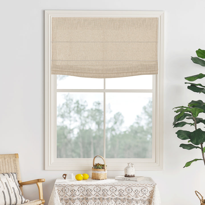 Lily Linen Flame Retardant Roman Shades & Blinds | Flat Fold