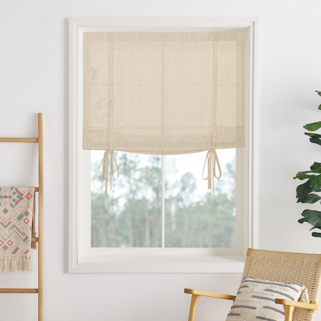 Lily Linen Roman Shades & Blinds | Tie