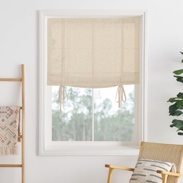 Lily Linen Roman Shades & Blinds | Tie