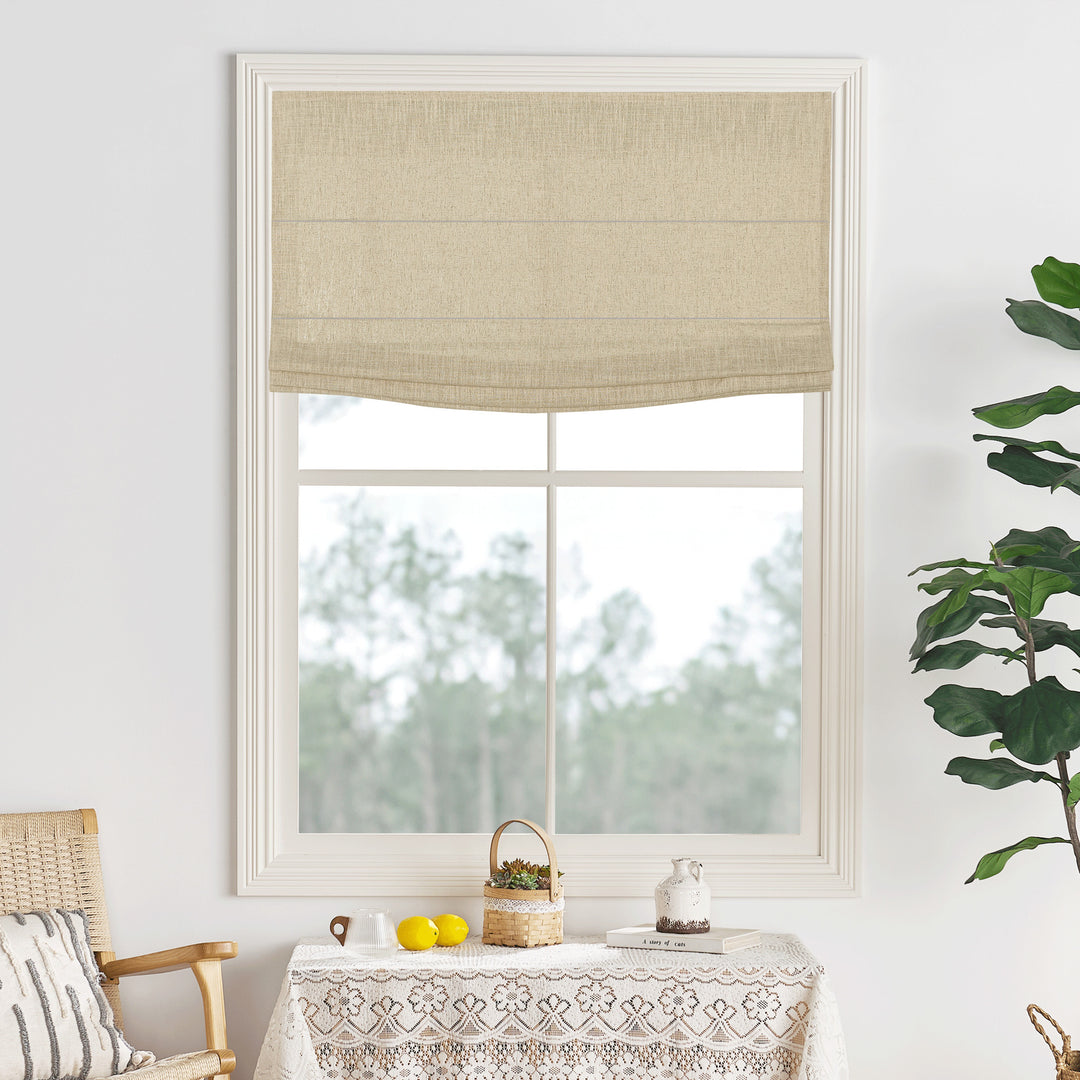 Lily Linen Flame Retardant Roman Shades & Blinds | Flat Fold