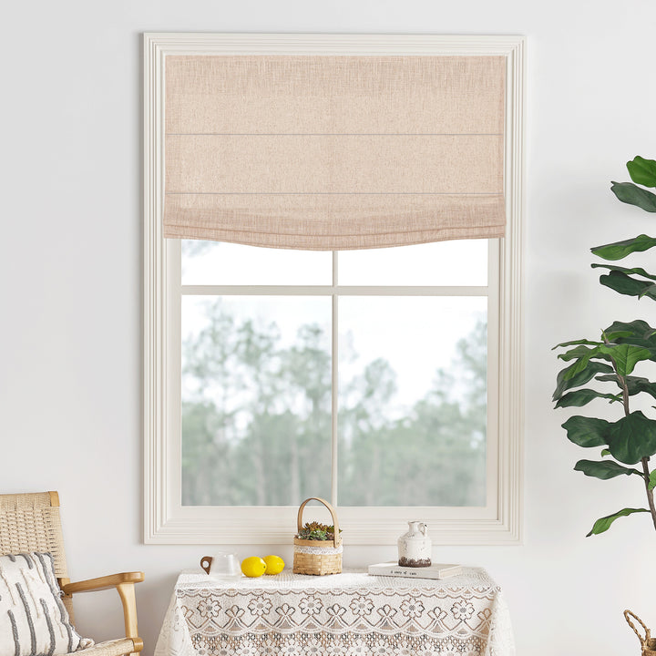 Lily Linen Flame Retardant Roman Shades & Blinds | Flat Fold