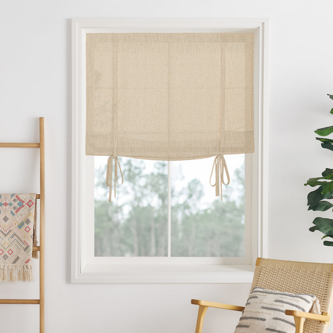 Lily Linen Roman Shades & Blinds | Tie