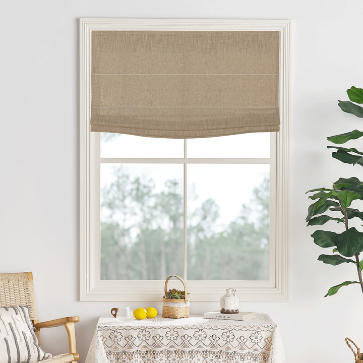 Lily Linen Flame Retardant Roman Shades & Blinds | Flat Fold