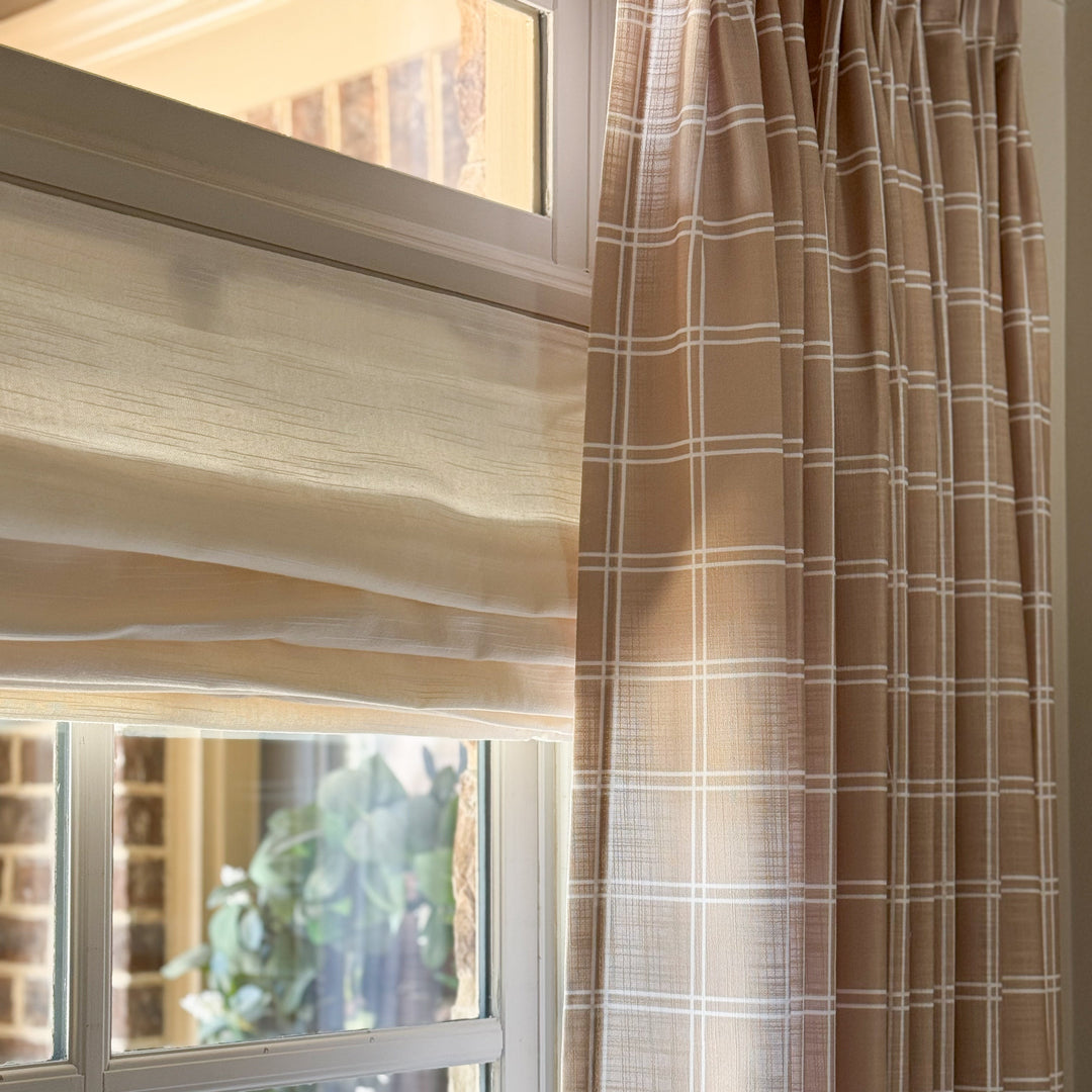 Vivienne Plaid Stripes Linen Curtains & Drapes Pleated