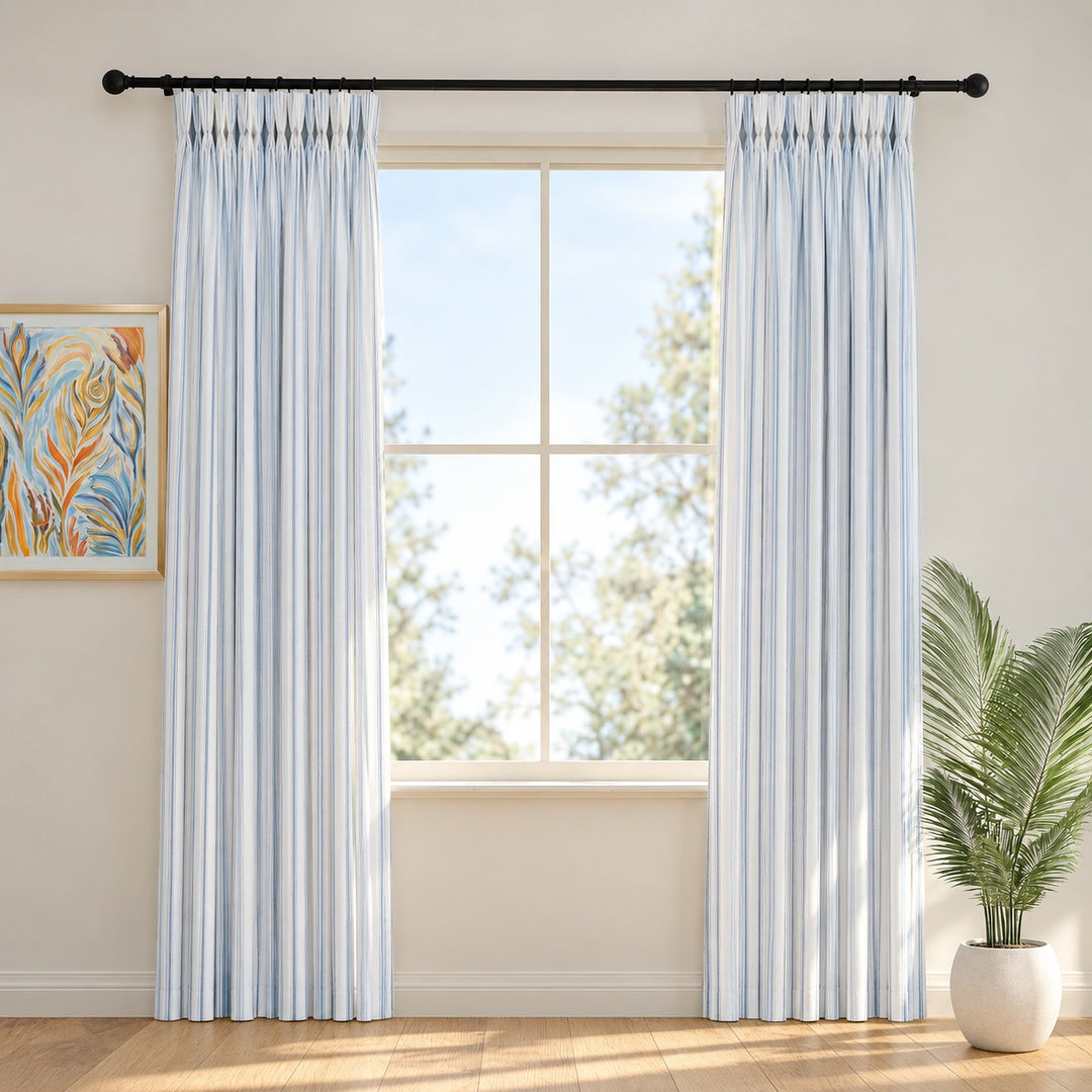 Loxley Yarn-Dyed Cotton Curtains & Drapes Pleated