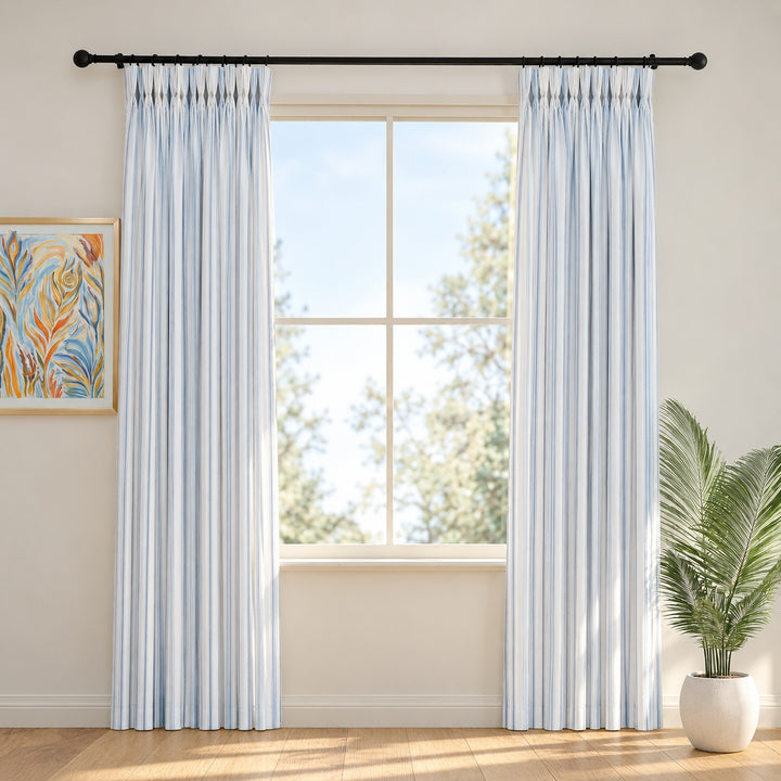 Loxley Yarn-Dyed Cotton Curtains & Drapes Pleated