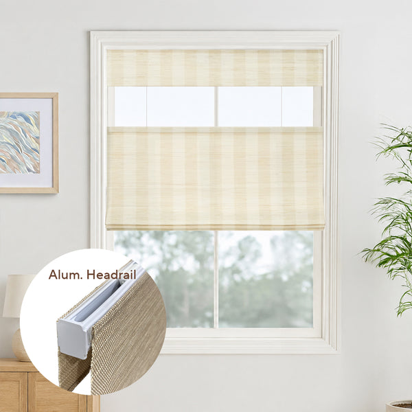 Reed Stripe Bamboo Blinds & Shades | Top Down Bottom Up - Alum. Headrail