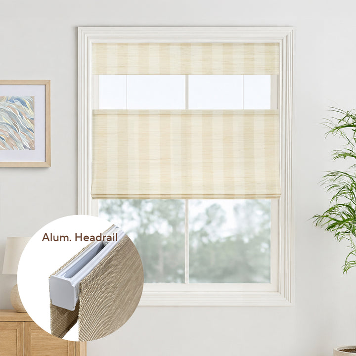 Reed Stripe Bamboo Blinds & Shades | Top Down Bottom Up - Alum. Headrail