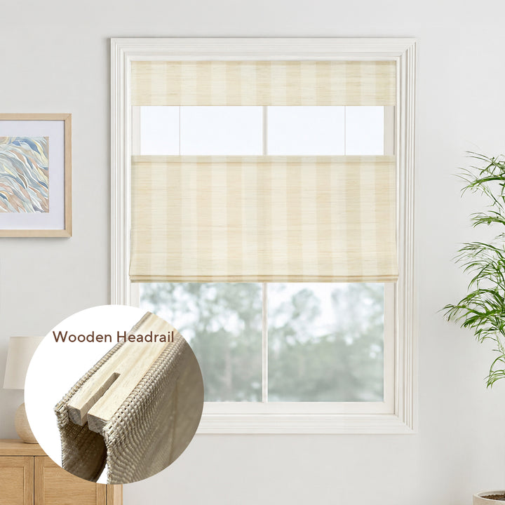 Reed Stripe Bamboo Blinds & Shades | Top Down Bottom Up - Wooden Headrail
