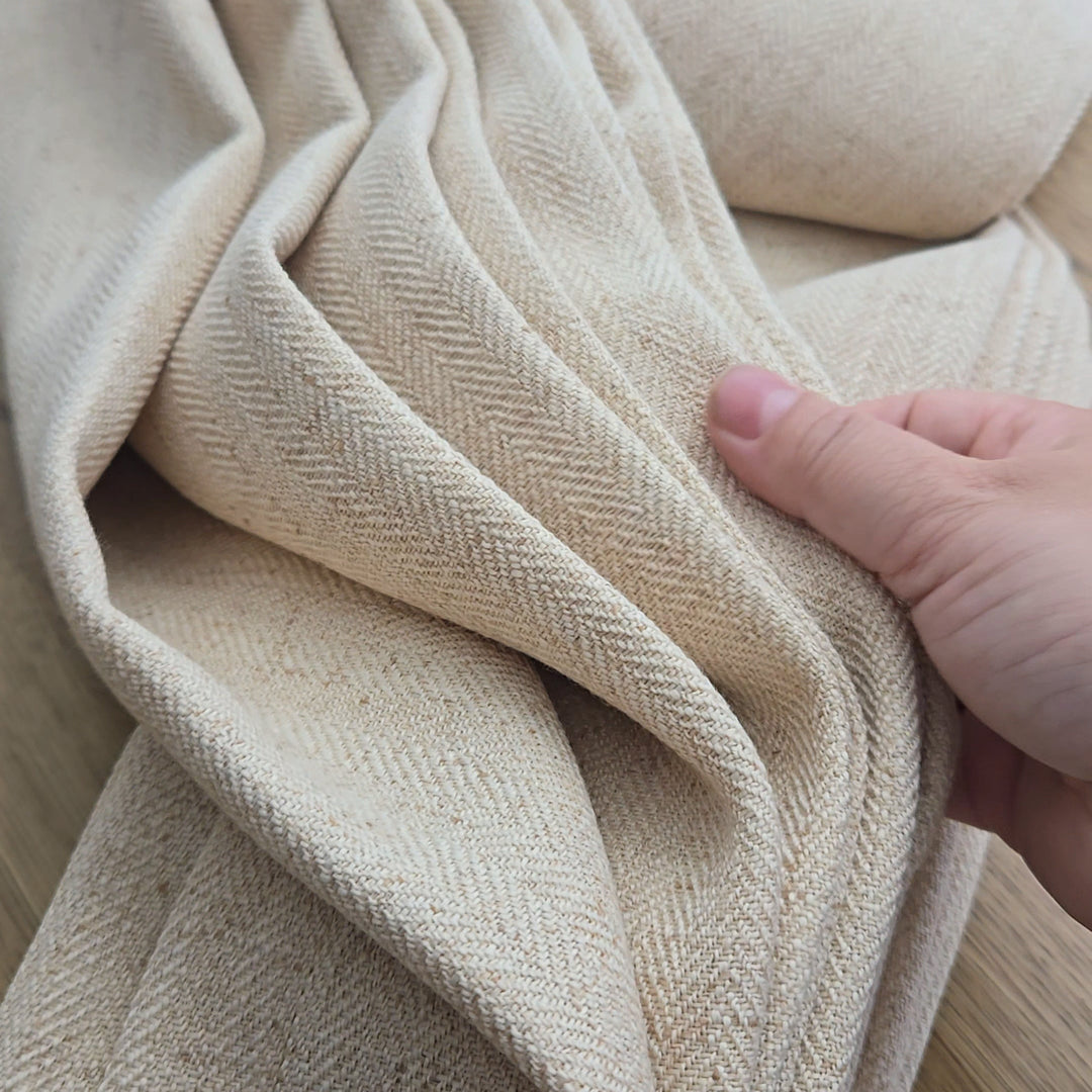 Liz Linen Herringbone Curtains & Drapes Pleated