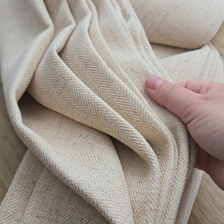 Liz Linen Herringbone Curtains & Drapes Pleated