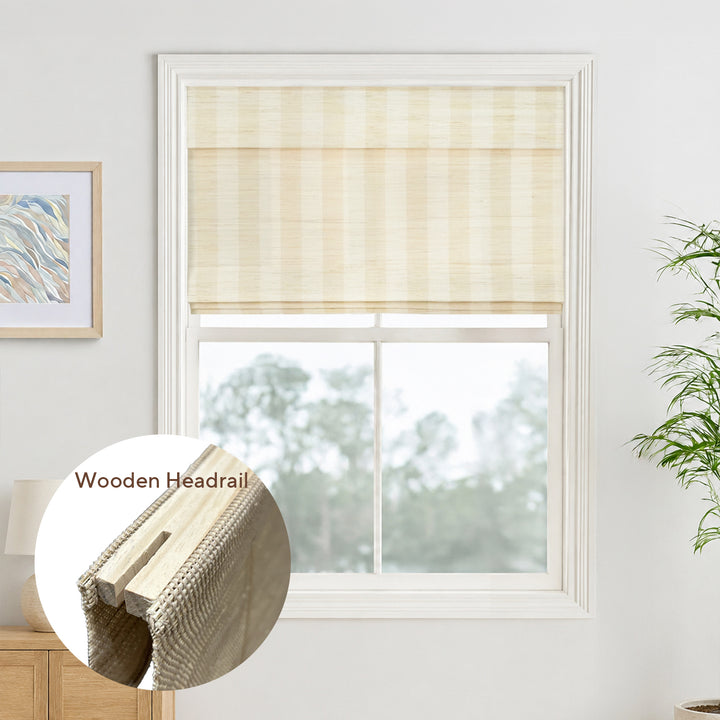 Reed Stripe Bamboo Blinds & Shades - Wooden Headrail