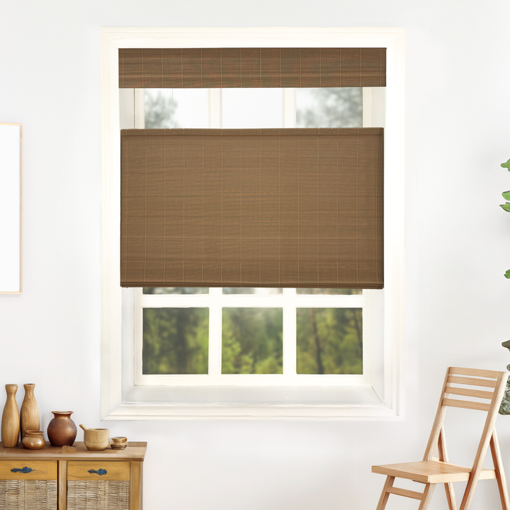 Nomi No-Drill Woven Bamboo Blinds & Shades Top Down Bottom Up | Light Brown