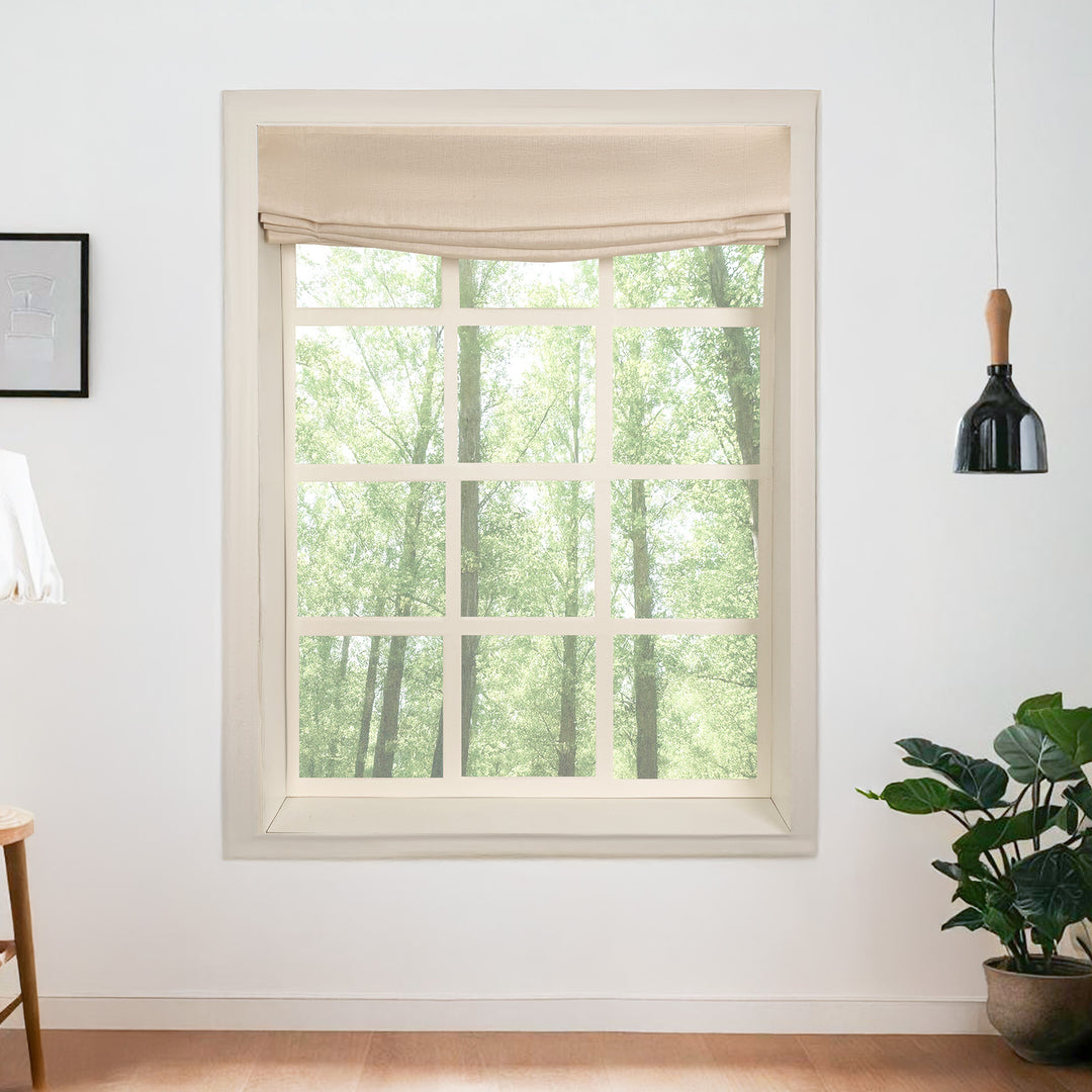 Belgian Flax Linen Roman Shades & Blinds | Relaxed
