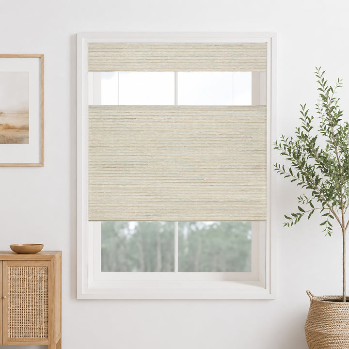 Ramie Woven Bamboo Blinds & Shades Top Down Bottom Up | Marble White