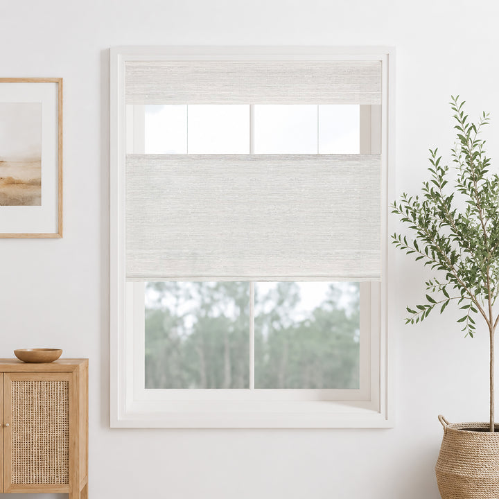 Ramie Woven Bamboo Blinds & Shades Top Down Bottom Up | Beige White