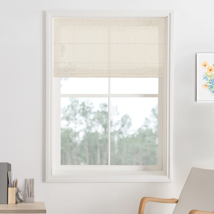 Lily Linen Flame Retardant Roman Shades & Blinds | Flat Fold