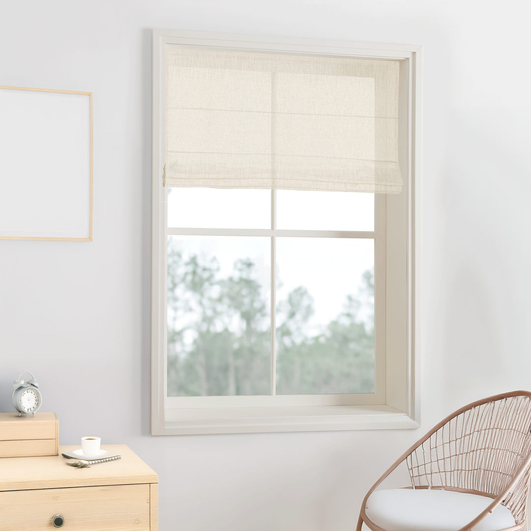 Lily Linen Flame Retardant Roman Shades & Blinds | Flat Fold