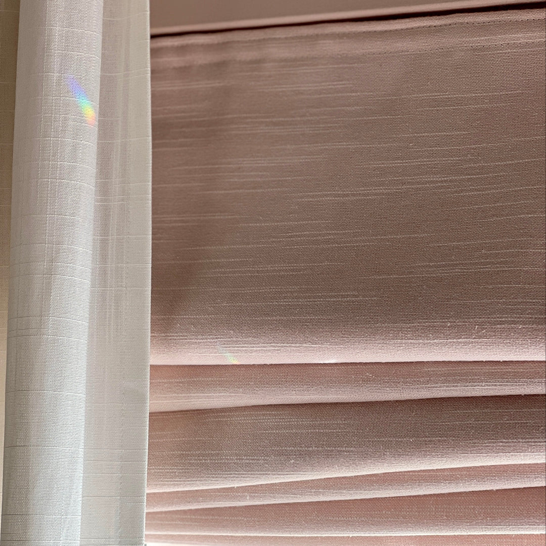 Jenna Linen Roman Shades & Blinds | Flat Fold