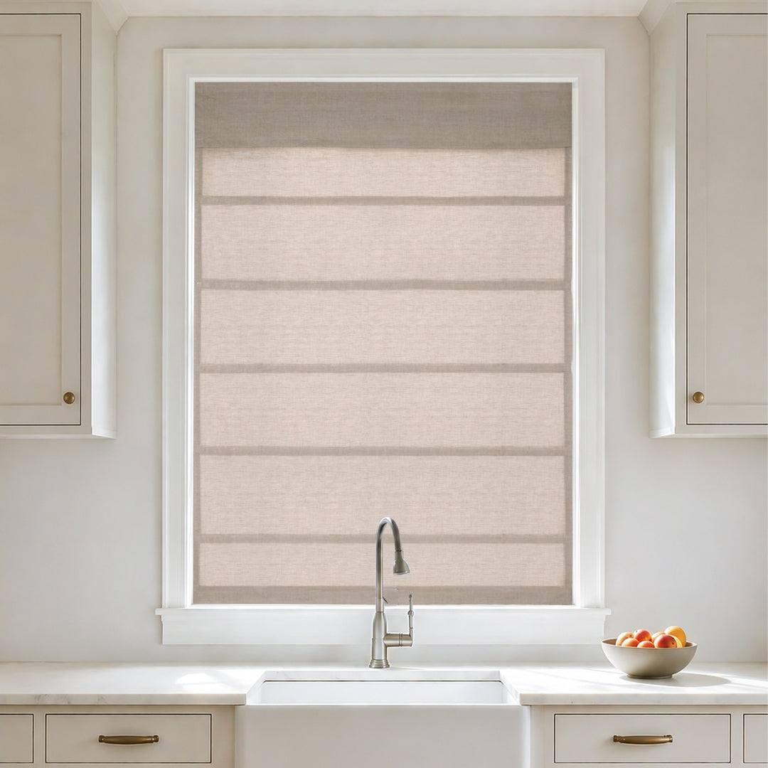 Meadow 100% European Linen Sheer Roman Shades & Blinds | Top Down Bottom Up