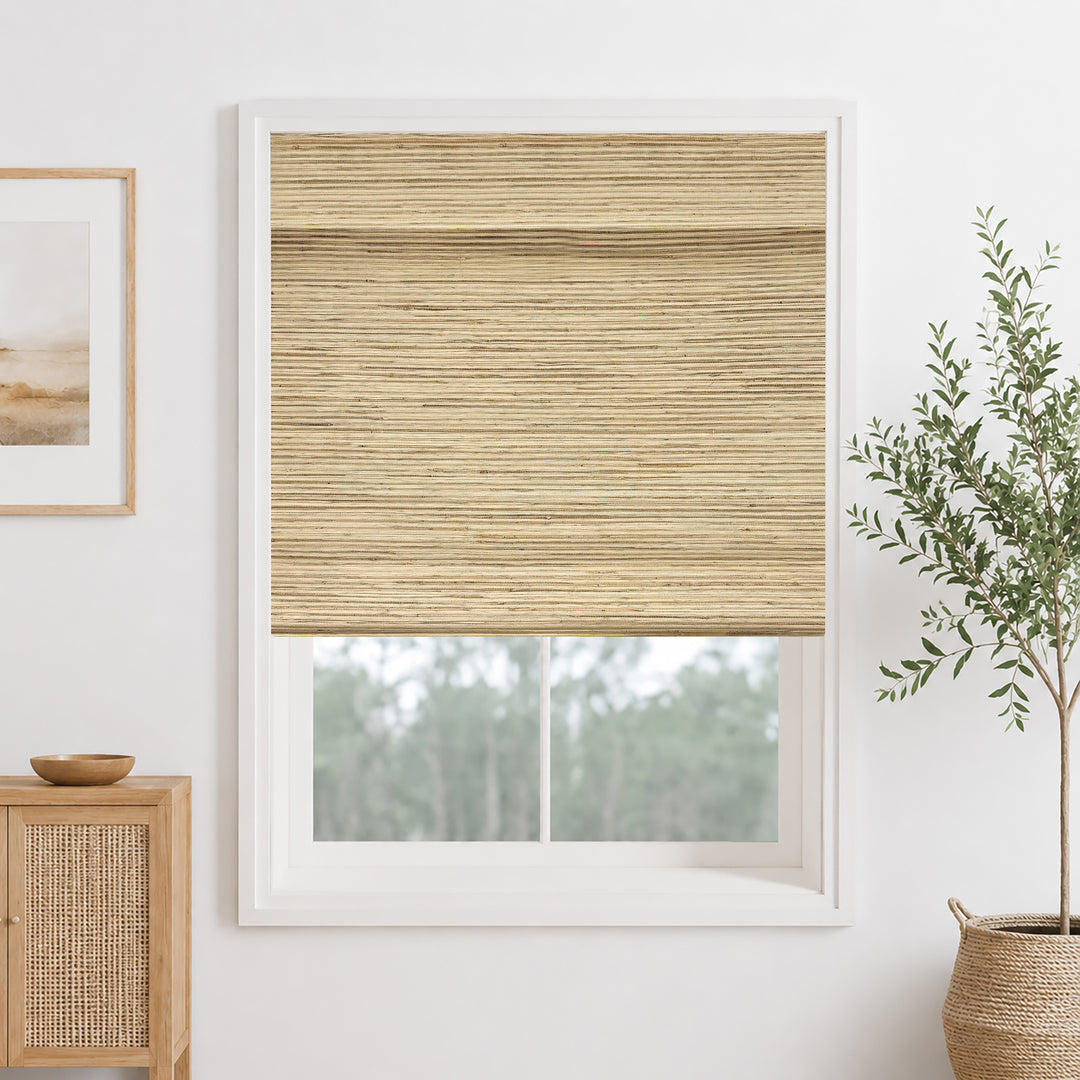 Ramie Woven Bamboo Blinds & Shades Top Down Bottom Up| Beige Brown