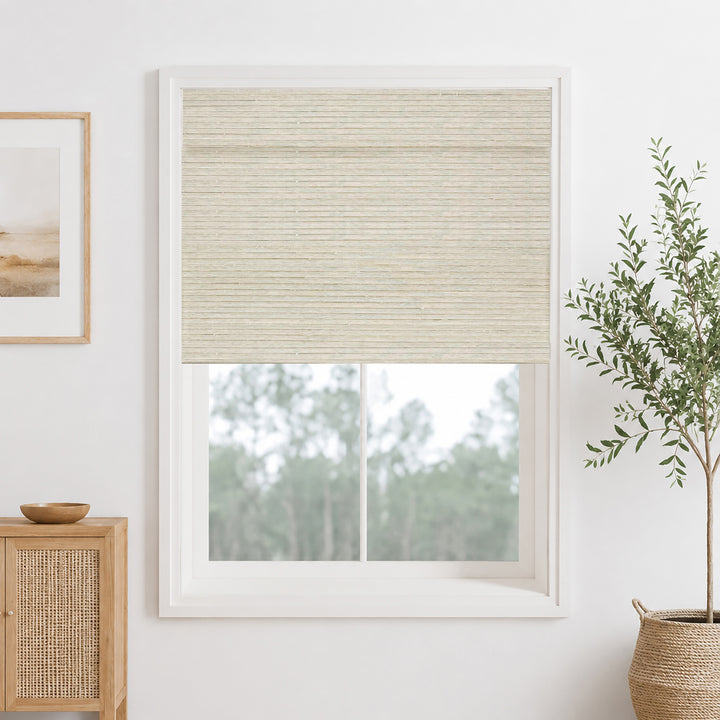 Ramie Woven Bamboo Blinds & Shades Top Down Bottom Up | Marble White
