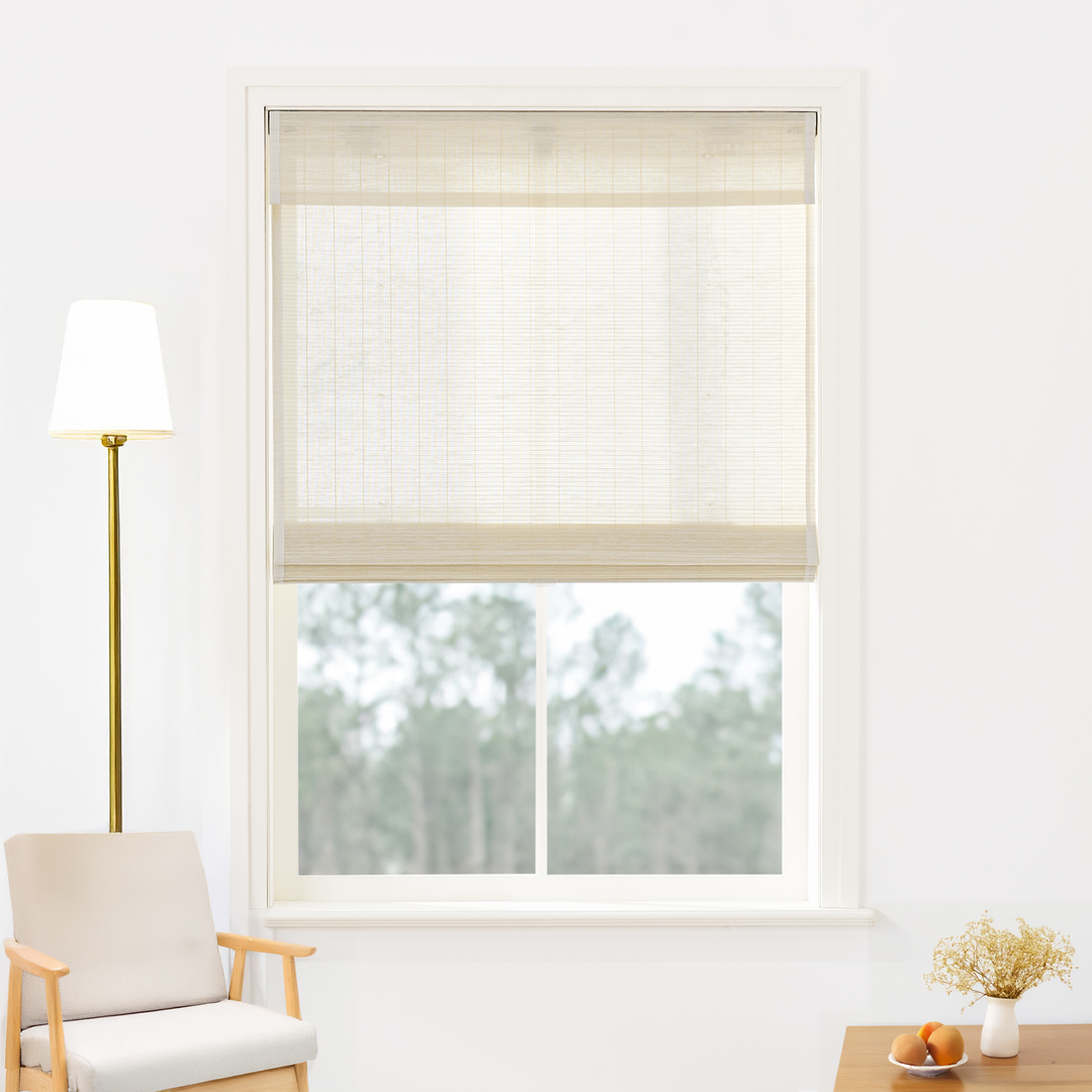 Ramie Woven Bamboo No-Drill Blinds & Shades | Cream