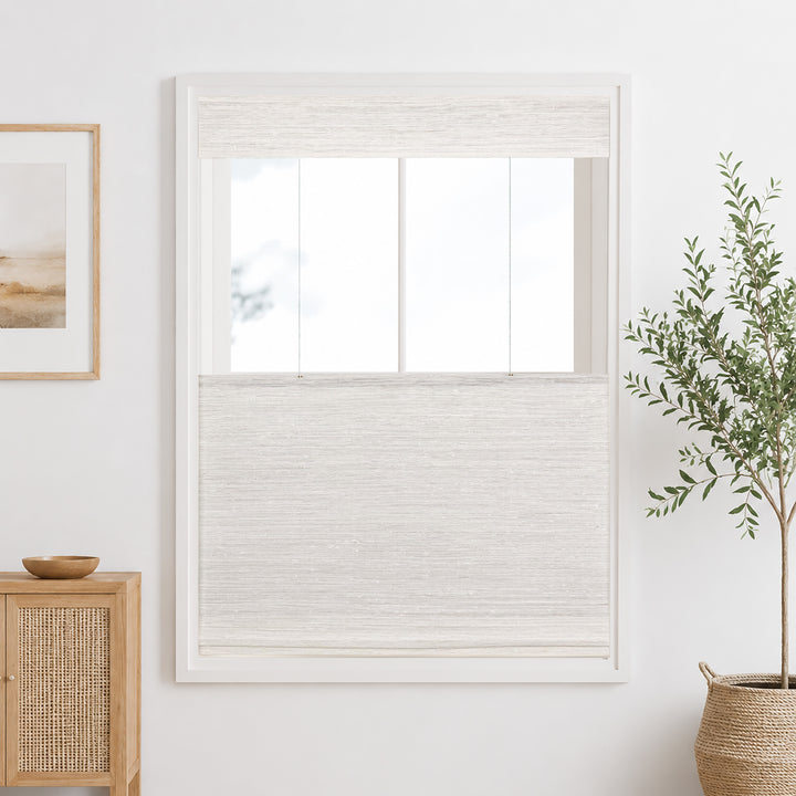Ramie Woven Bamboo Blinds & Shades Top Down Bottom Up | Beige White