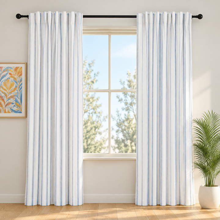 Loxley Yarn-Dyed Cotton Curtains & Drapes Soft Top