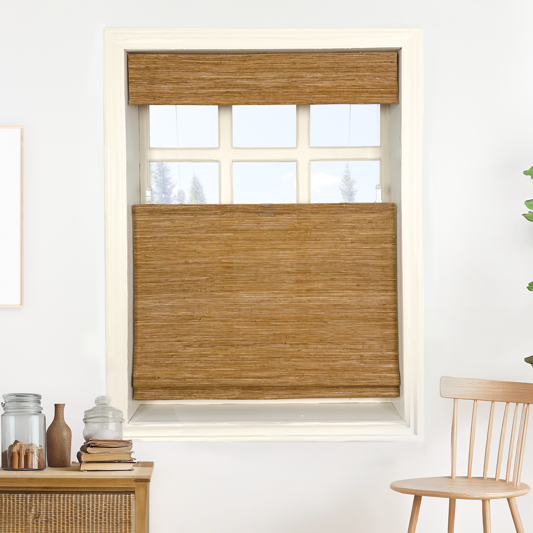 Ramie Woven Bamboo No-Drill Blinds & Shades Top Down Bottom Up | Woven