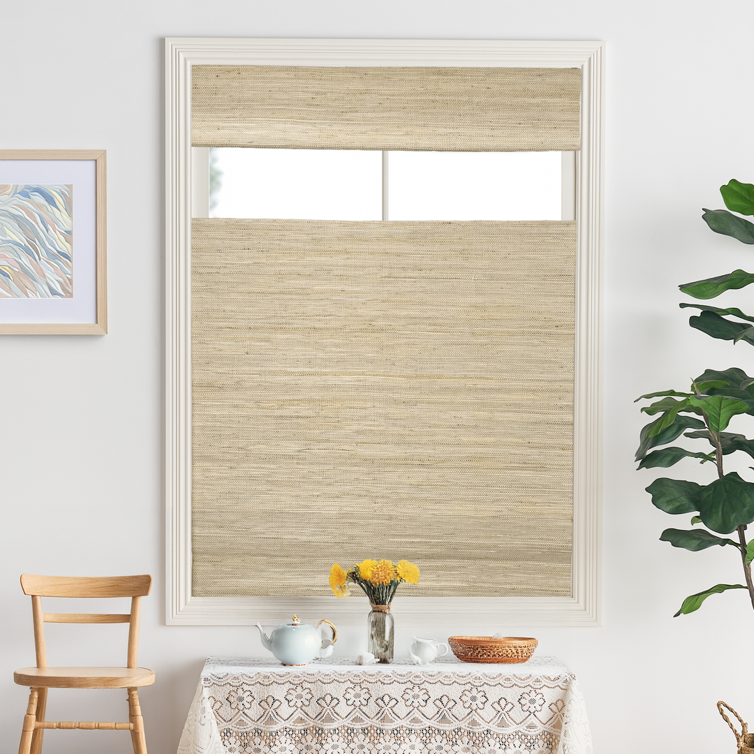 Ramie Woven Bamboo No-Drill Blinds & Shades Top Down Bottom Up | Ivory