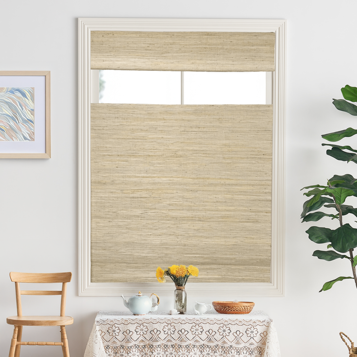 Ramie Woven Bamboo No-Drill Blinds & Shades Top Down Bottom Up | Ivory
