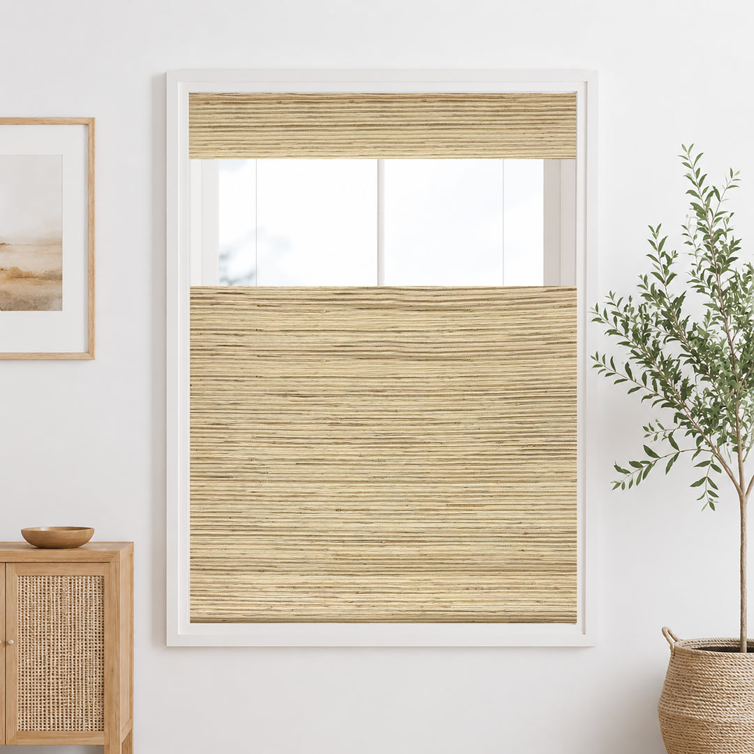Ramie Woven Bamboo Blinds & Shades Top Down Bottom Up| Beige Brown