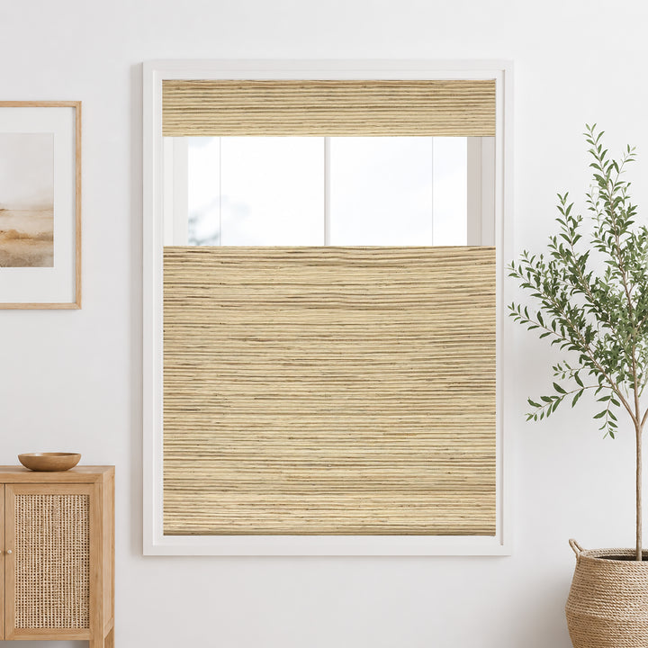 Ramie Woven Bamboo Blinds & Shades Top Down Bottom Up| Beige Brown