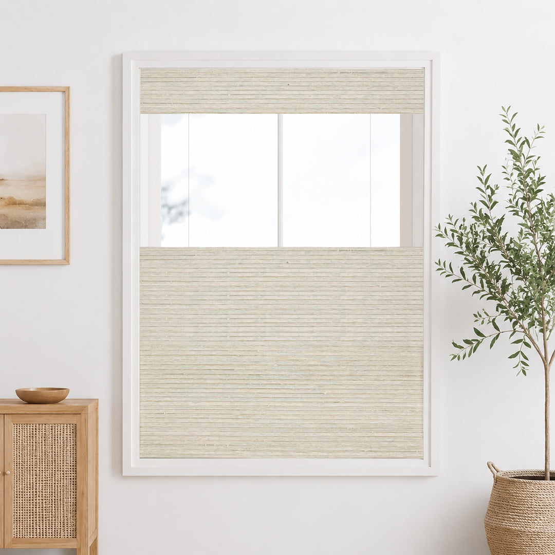Ramie Woven Bamboo Blinds & Shades Top Down Bottom Up | Marble White