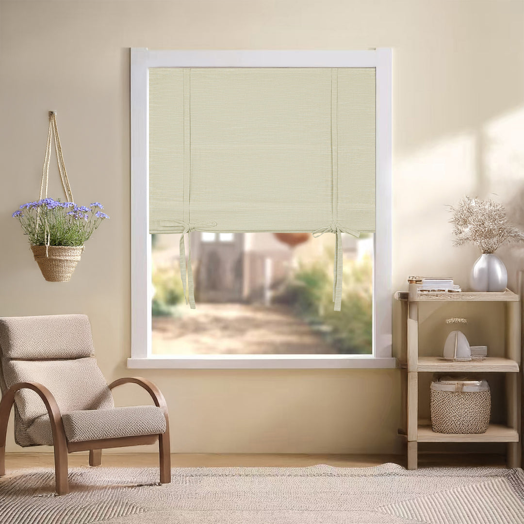 Jenna Linen Roman Shades & Blinds | Tie