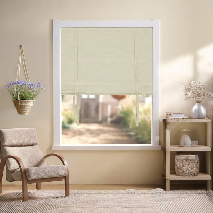 Jenna Linen Roman Shades & Blinds | Tie