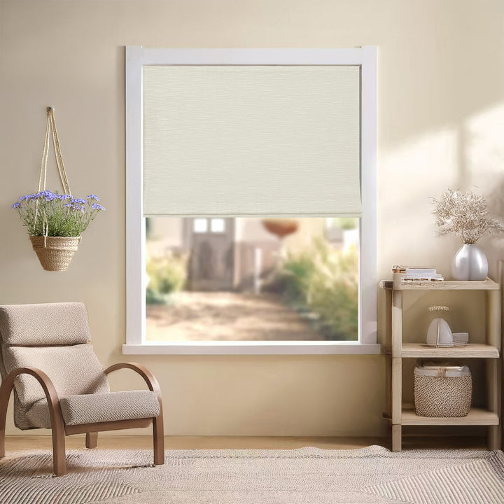 Jenna Linen Roman Shades & Blinds | Flat Fold