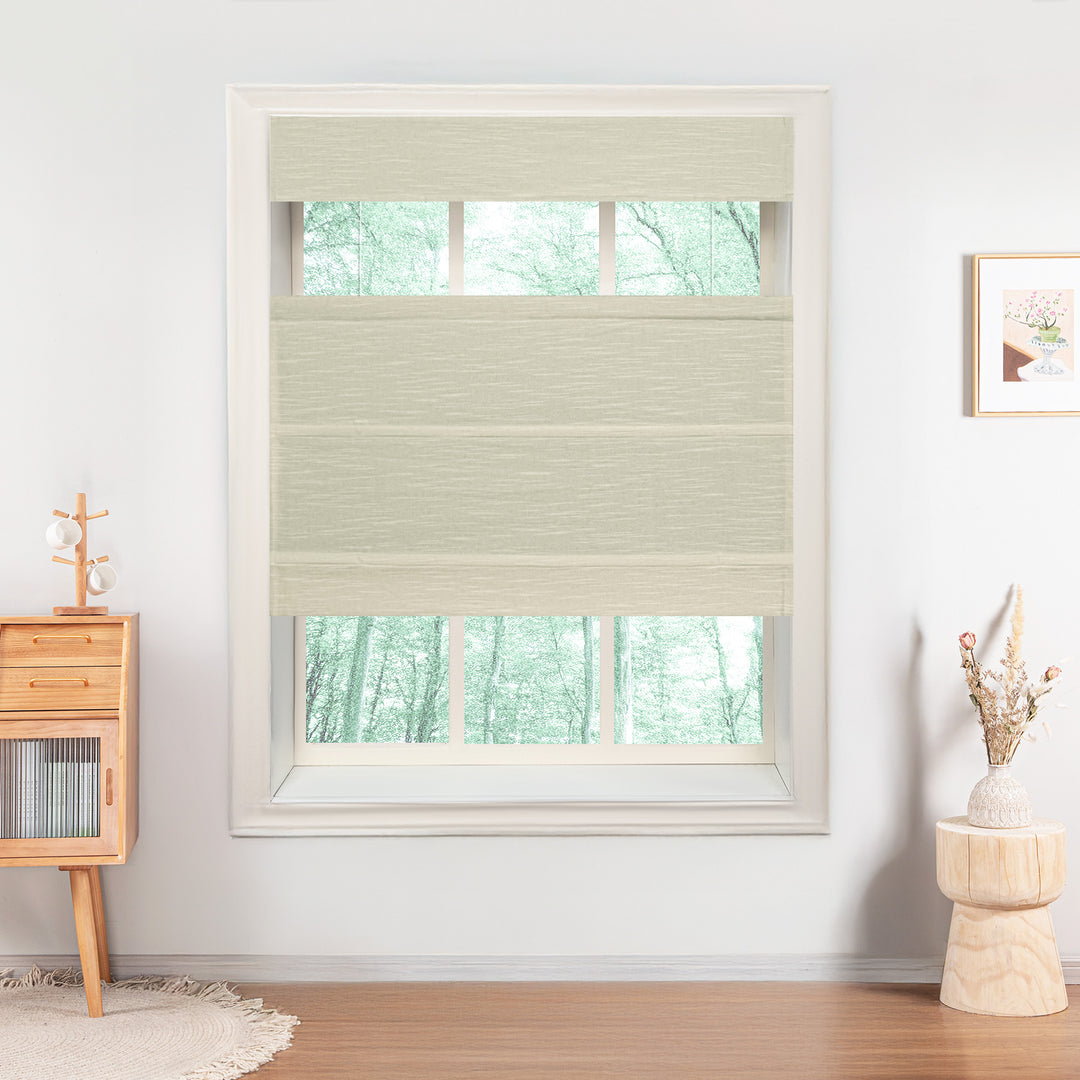 Jenna Linen No-Drill Roman Shades & Blinds | Top Down Bottom Up