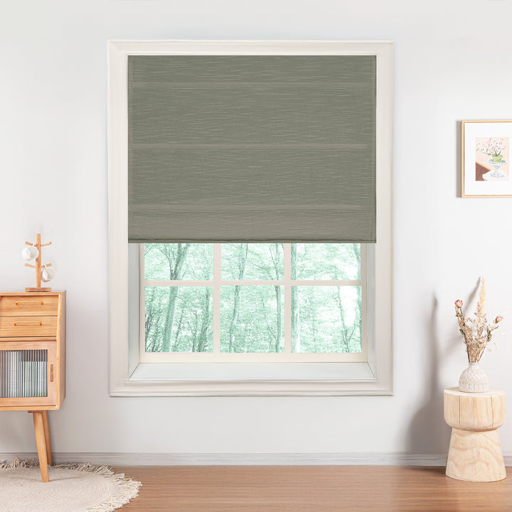 Jenna Linen Roman Shades & Blinds | Plain Fold