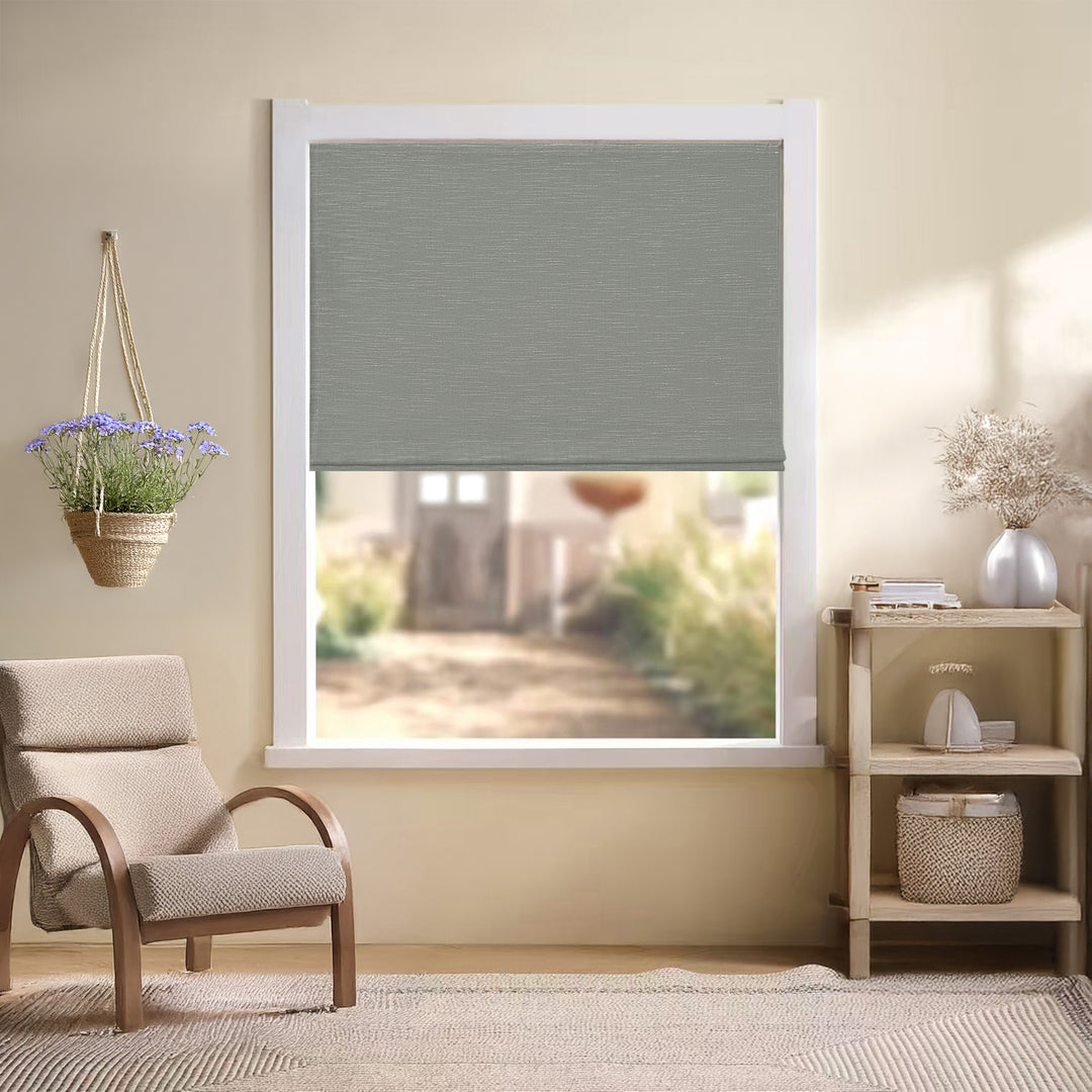 Jenna Linen Roman Shades & Blinds | Flat Fold