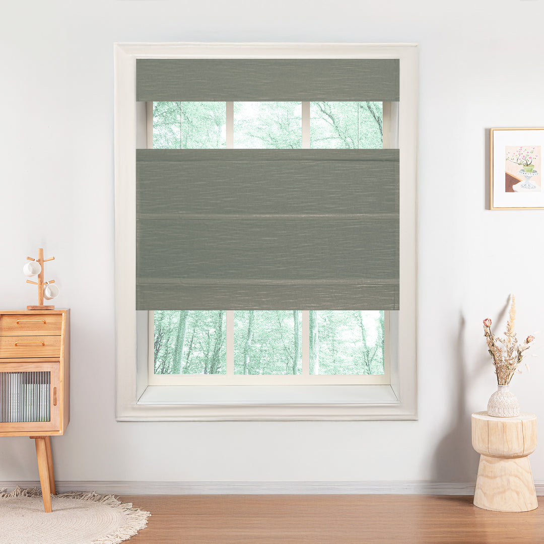 Jenna Linen No-Drill Roman Shades & Blinds | Top Down Bottom Up